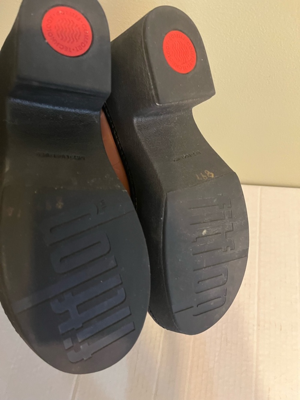 Fitflops Pilar platform Loafers Tan Leather Cush X Comfort Trendy Chunky US 9 - Picture 12 of 14